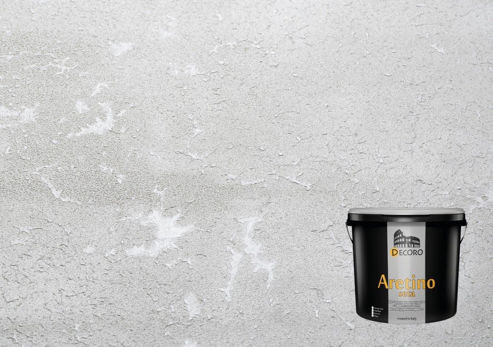 Aretino seta (Аретино сета) фактурная краска с перламутром, эффект шелка. Серебро