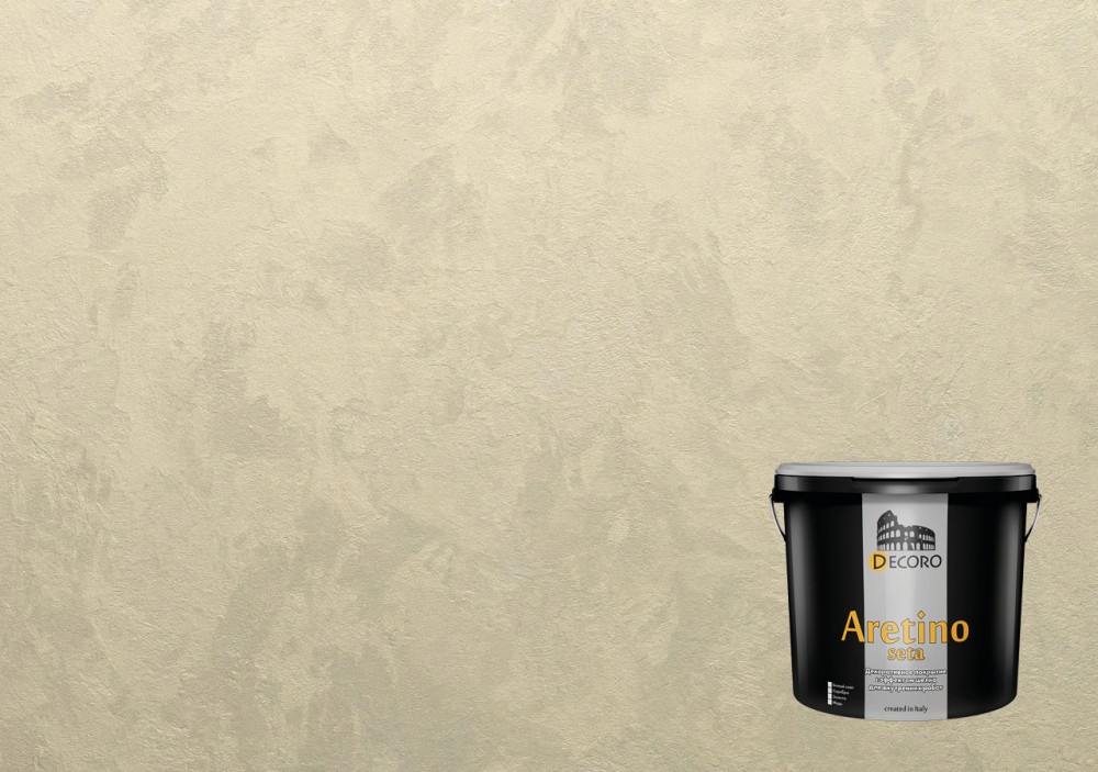 Aretino seta (Аретино сета) фактурная краска с перламутром, эффект шелка. Белое золото