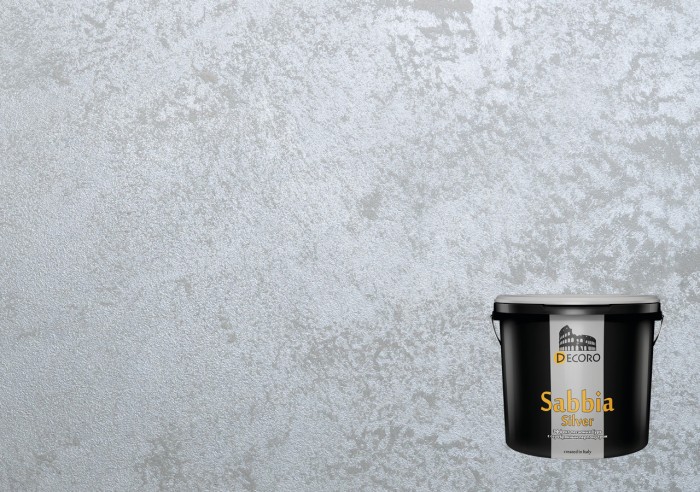 Sabbia Silver (Сабия Сильвер) декоративное покрытие (эффект песчаных бурь с серебряным перламутром). Серебро